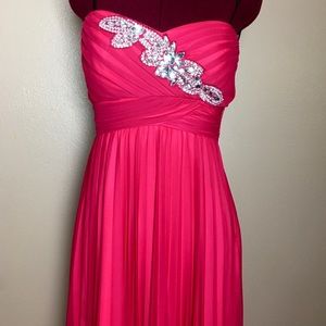 Hot Pink Prom Dress w/ Crystal Beaded Bodice